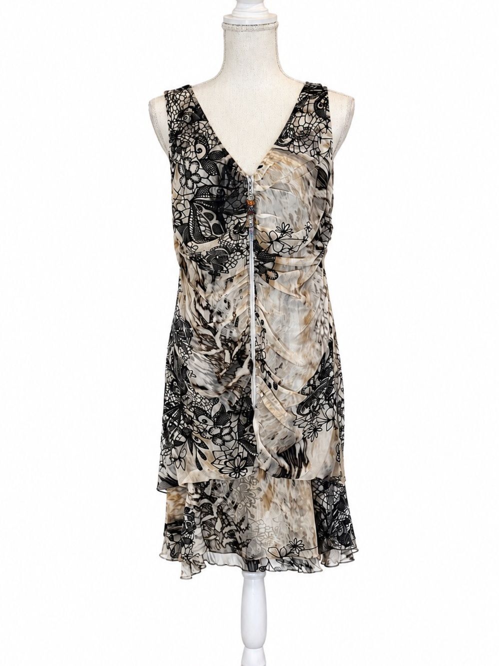 NWT Bleu d’Azur Artistic Zip-Front Dress – Size 10 / FR 42